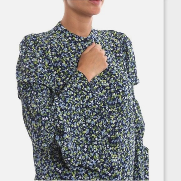 Michael Kors 3 Pc Set Micro Floral Blouse Skirt & Belt Beautiful Set NWT Sz L/XL - Picture 6 of 15